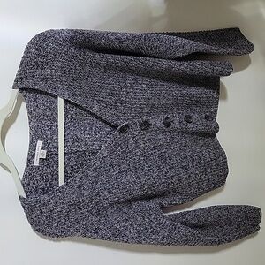 American Eagle Chunky Knit Marbled Gray Preppy Cardigan Sweater XS/S Button Up